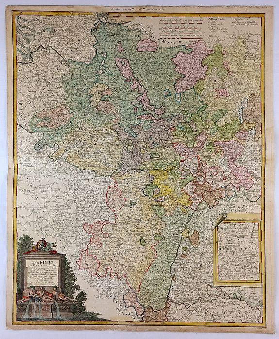 HOMANN HEIRS., Der Rhein Die Maass und Mosel mit den anliegenden Landern des Ober-Chur und Neider-Rhein. . ., antique map, old maps