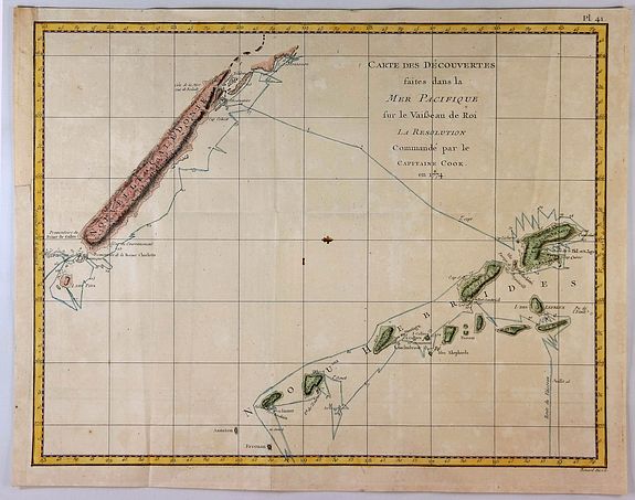 COOK, J., Carte des Decouvertes Faites dans la Mer Pacifique sur le Vaiseau de Poi La Resolution Commande par le Capitaine Cook en 1774., antique map, old maps