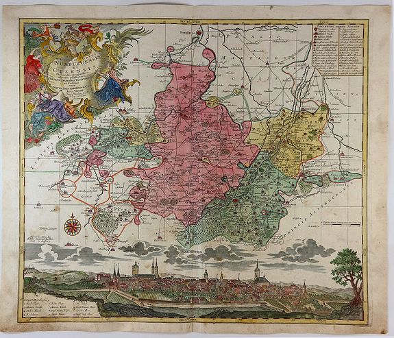 SEUTTER, M., Episcopatus Numburgensis et Cizensis. . ., antique map, old maps