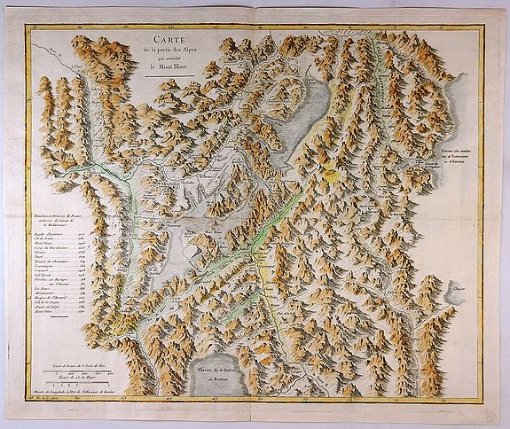 DE SAUSSURE, H., Carte de la Partie des Alpes Qui Avoisine le Mont Blanc., antique map, old maps