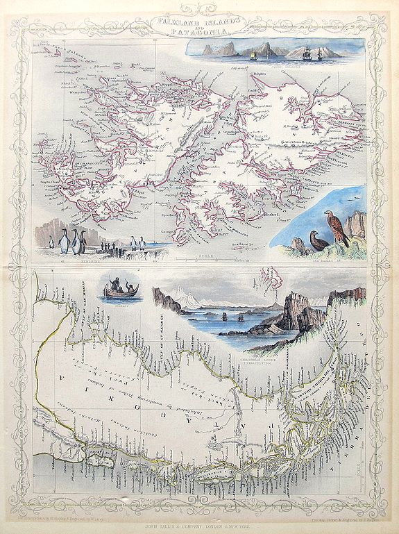TALLIS, John., Falkland Islands and Patagonia., antique map, old maps