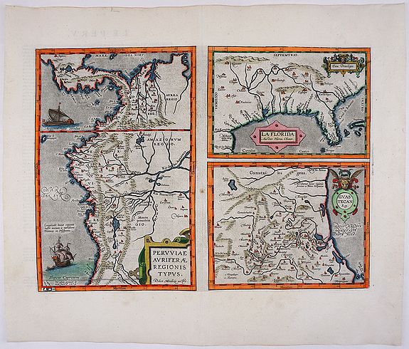 ORTELIUS, Abraham, La Florida_Guastecan_Peruviae Avriferae Regionis Typus., antique map, old maps
