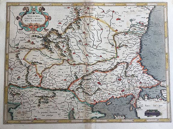 Mercator, G. / Hondius, H., Walachia, Servia, Bulgaria, Romania., antique map, old maps