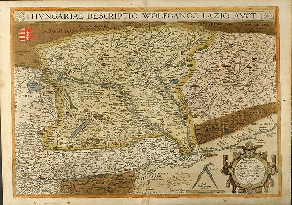 Ortelius, A., Hungariae descriptio, Wolfgango Lazio Auct, antique map, old maps