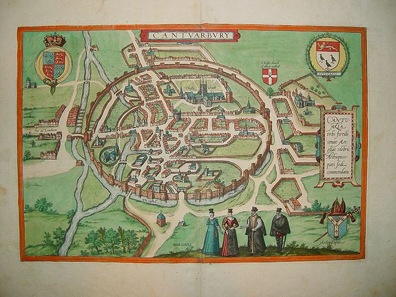 Braun & Hogenberg, Cantuarbury, antique map, old maps