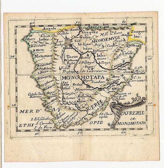 DU VAL, P., Cafrerie et Monomotapa., antique map, old maps