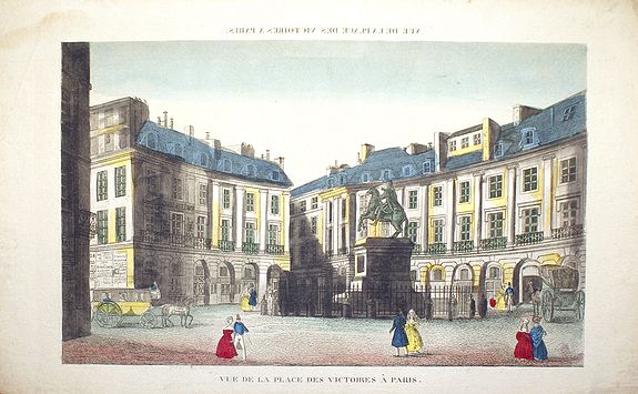 BASSET, Vue de la Place des Victoires à Paris, antique map, old maps