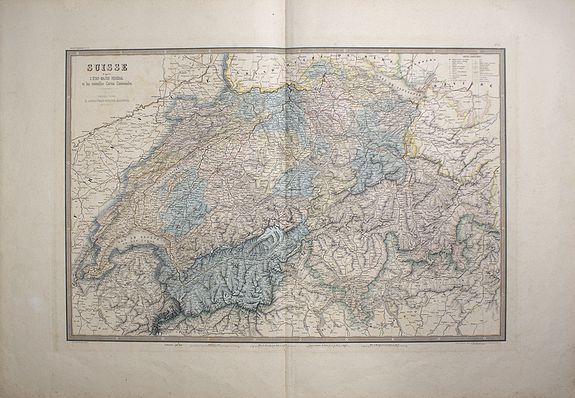 ANDRIVEAU-GOUJON, E., Suisse d'apres L'Etat-Major Fédéral et les nouvelles Cartes Cantonales, antique map, old maps