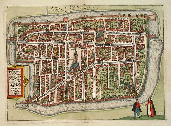 GUICCIARDINI. L, DELFT - DELPIUM URBIS HOLLANDIAE, antique map, old maps