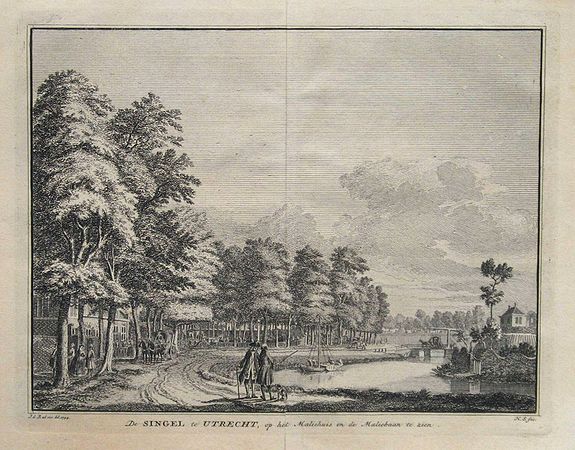 SPILMAN, H., De SINGEL te UTRECHT, op het Maliehuis en de Maliebaan te zien., antique map, old maps