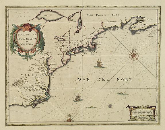JANSSONIUS, J., Nova Anglia Novum Belgium et Virginia., antique map, old maps