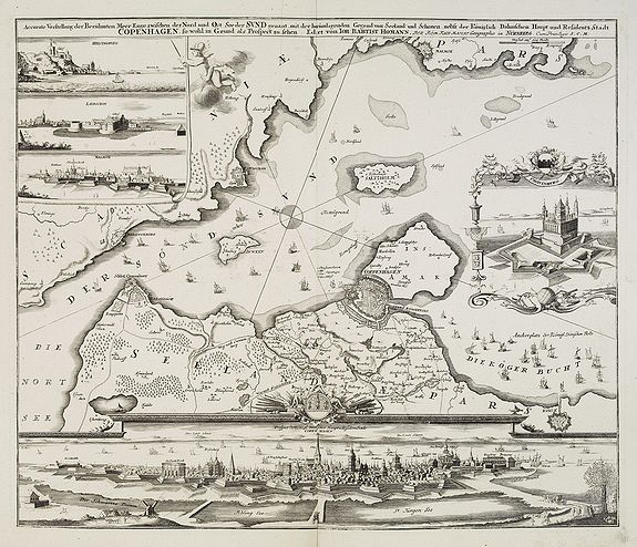 HOMANN, J.- B., Accurate Vorstellung der Beruhmten ? der Königlich Dähnischen ?, antique map, old maps