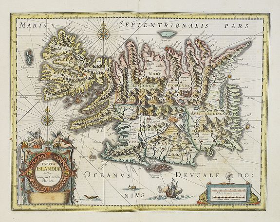 BLAEU, W., Tabula Islandiae., antique map, old maps