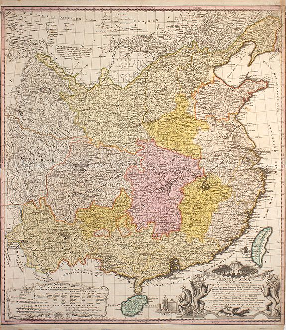 HOMANN HEIRS., Regni Sinae vel Sinae propriae ..., antique map, old maps