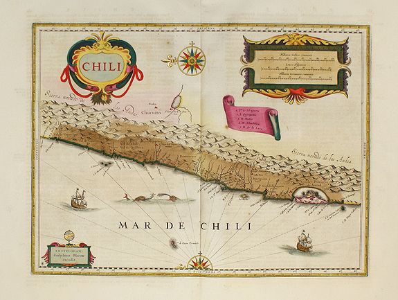 BLAEU,W., Chili., antique map, old maps