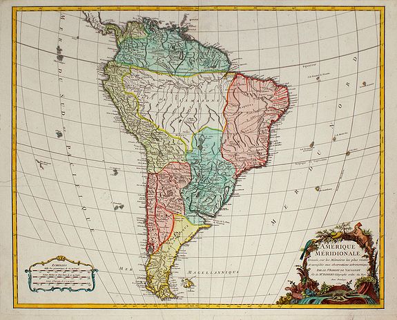 ROBERT DE VAUGONDY, D., Amérique Méridionale, dressée, sur les Mémoires les plus récents . . ., antique map, old maps