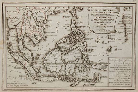 DE FER, N., Les Isles Philippines et celles Des Larrons oude Marianes, Les Isles Moluques et de la Sonde, avec la Presqu\'isle de L\'Inde de la le Gange ou Orientale., antique map, old maps