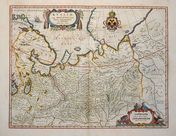 BLAEU, W., Russiae vulgo Moscovia dictae, Partes Septentionalis et Orientalis., antique map, old maps