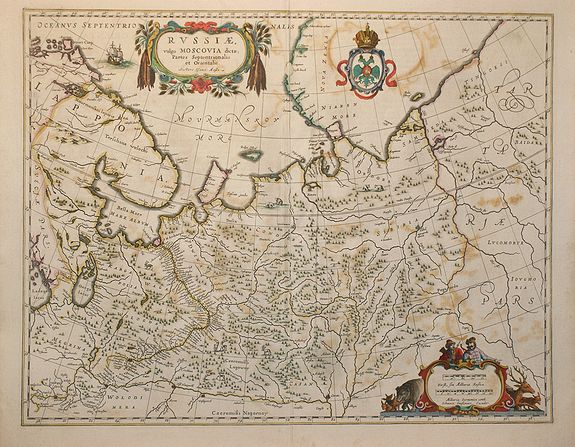 JANSSONIUS, J., Russiae vulgo Moscovia dictae, Partes Septentionalis et Orientalis., antique map, old maps