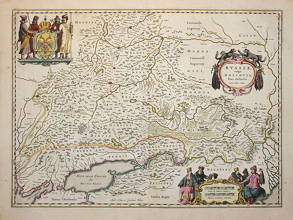 BLAEU,W., Russiae, vulgo Moscovia, pars Australis., antique map, old maps