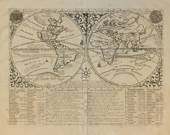 CHATELAIN, H., Mappemonde ou description generale du globe terrestre., antique map, old maps