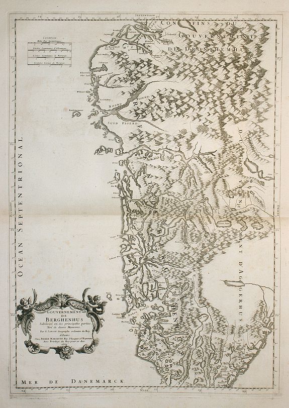 SANSON, N., Gouvernement de Berghenhus Subdivise en ses Principales Parties., antique map, old maps