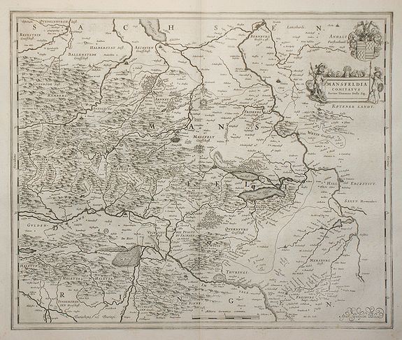 BLAEU, W., Mansfeldia Comitatus., antique map, old maps