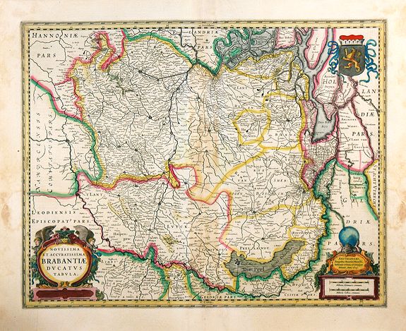 HONDIUS, H., Novissima et Accuratissima Brabantiae Ducatus Tabula., antique map, old maps