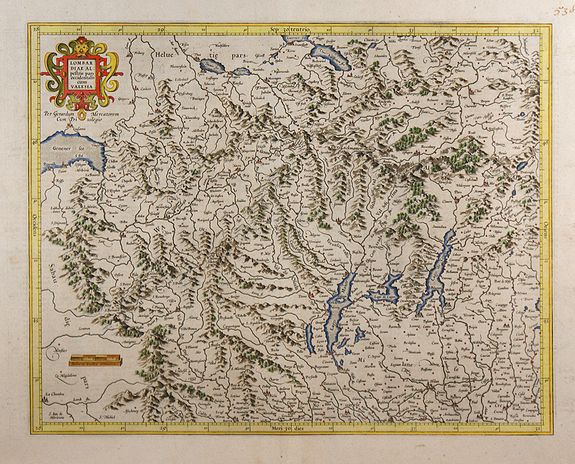 MERCATOR, G. / HONDIUS, J., Lombardiae Alpestris Pars Occidentalis cum Valesia., antique map, old maps