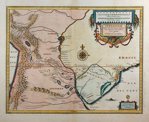 BLAEU, W., Paraguayo Prov. De Rio De La Plata cum regionibus.., antique map, old maps