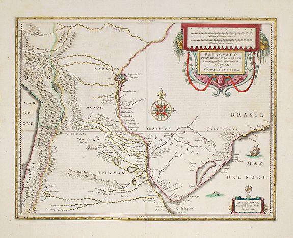 JANSSONIUS, J., Paraguayo Prov. De Rio De La Plata cum regionibus . . ., antique map, old maps
