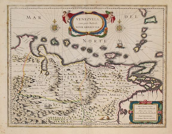 BLAEU, W., Venezuela, cum parte Australi novae Andalusiae., antique map, old maps