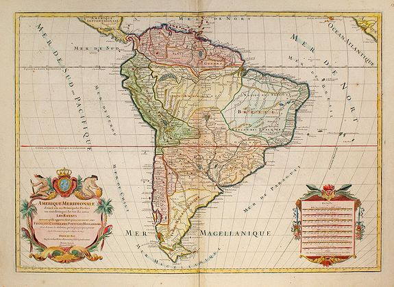 JAILLOT, A.H., Amérique Méridionale divisée en ses principales Parties., antique map, old maps