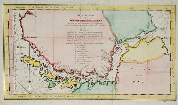 BELLIN, J.N., Carte reduite du Détroit de Magellan . . ., antique map, old maps