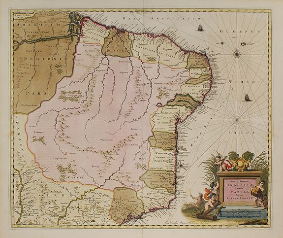 BLAEU, J., Nova et Accurata Brasiliae totius tabula., antique map, old maps