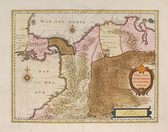 BLAEU, J., Terra Firma et Novum Regnum Granatense et Popayan., antique map, old maps