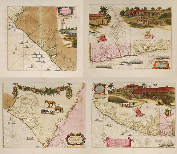 BLAEU, J., Praefecturae Paranambucae Pars Borealis. . . / Praefecturae Paranambucae Pars Meridionalis... / Praefectura de Ciriii ... / Praefecturae de Paraiba ..., antique map, old maps