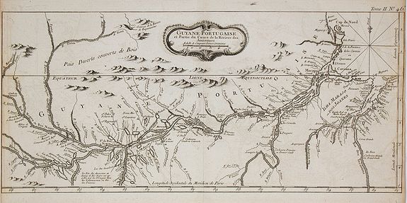 BELLIN, J.N., Guyane Portugaise et Partie du Cours de la Riviere des Amazones., antique map, old maps