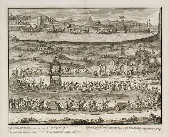 PICARD, B., Pompe funèbre des rois de Tunquin., antique map, old maps