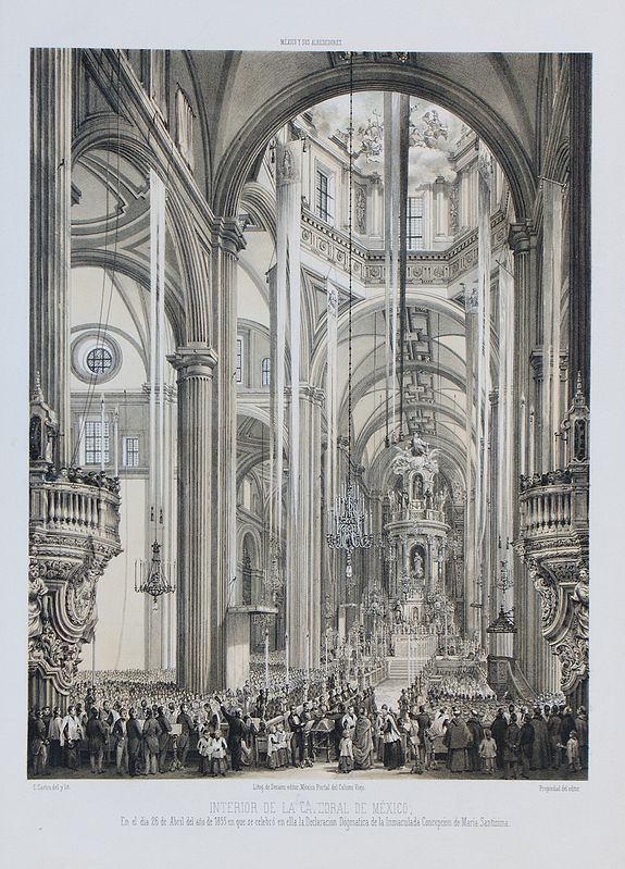 CASTRO, C., Interior de la Catedral de México, . . ., antique map, old maps