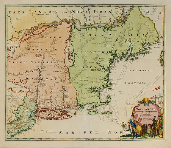HOMANN, J. B., Nova Anglia Septentrionali Americae implantata .., antique map, old maps