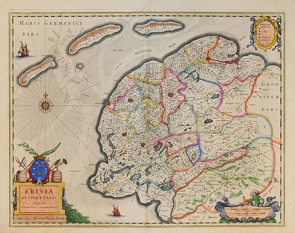 HONDIUS, J., Frisia occidentalis., antique map, old maps