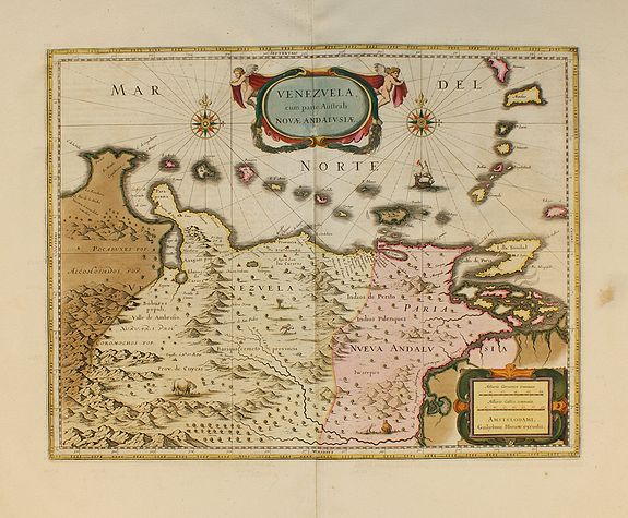BLAEU, J., Venezuela, cum parte Australi novae Andalusiae., antique map, old maps