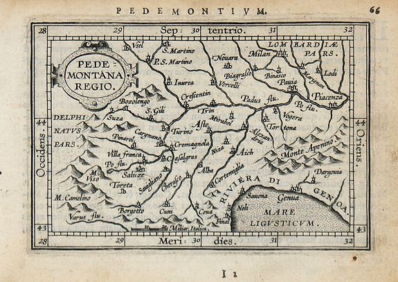 ORTELIUS, A. / COIGNET, M., Pedemontana regio., antique map, old maps