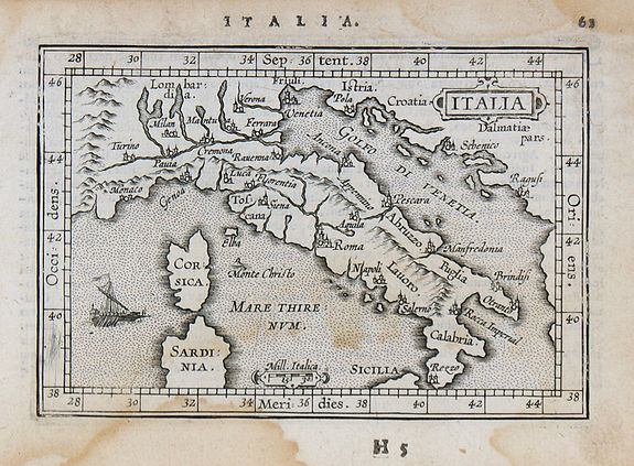 ORTELIUS, A. / COIGNET, M., Italia., antique map, old maps