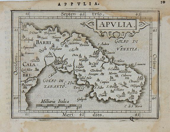 ORTELIUS, A. / COIGNET, M., Apulia., antique map, old maps