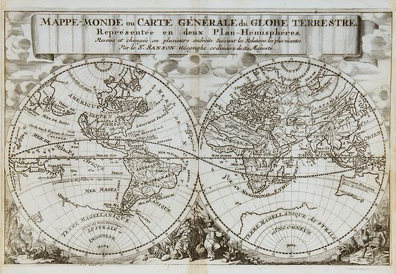 SANSON, N. / HALMA, F., Mappe-Monde ou carte générale du Globe Terrestre., antique map, old maps