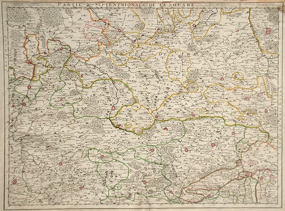 DE L'ISLE, G, Partie Septentrionale de la Souabe., antique map, old maps
