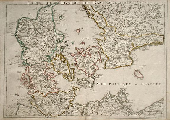 DE L'ISLE, G, Carte du Royaume de Danemarc, antique map, old maps