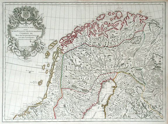 DE L'ISLE, G, Carte des Courones du Nord Dediee Autres Puissant et tres Invincible Prince Charles XII Roy de Suede, des Gots et des Vandales, antique map, old maps